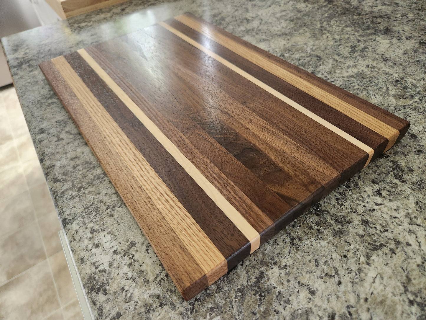 Hardwood Cutting Board - Walnut with Oak and Maple Strips