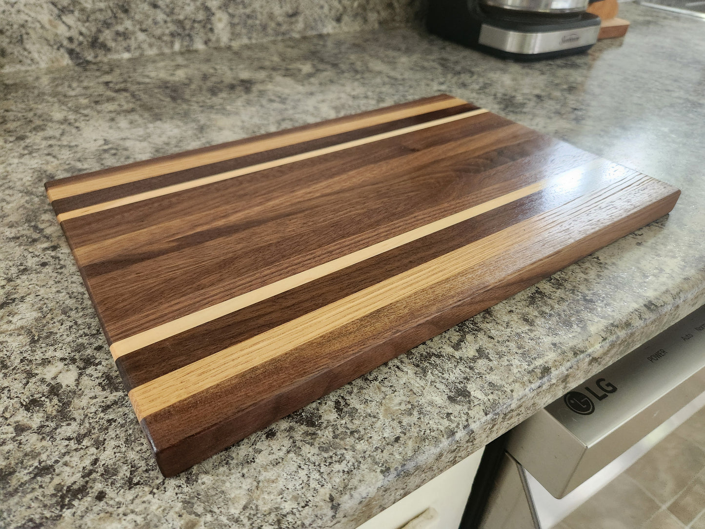Hardwood Cutting Board - Walnut with Oak and Maple Strips