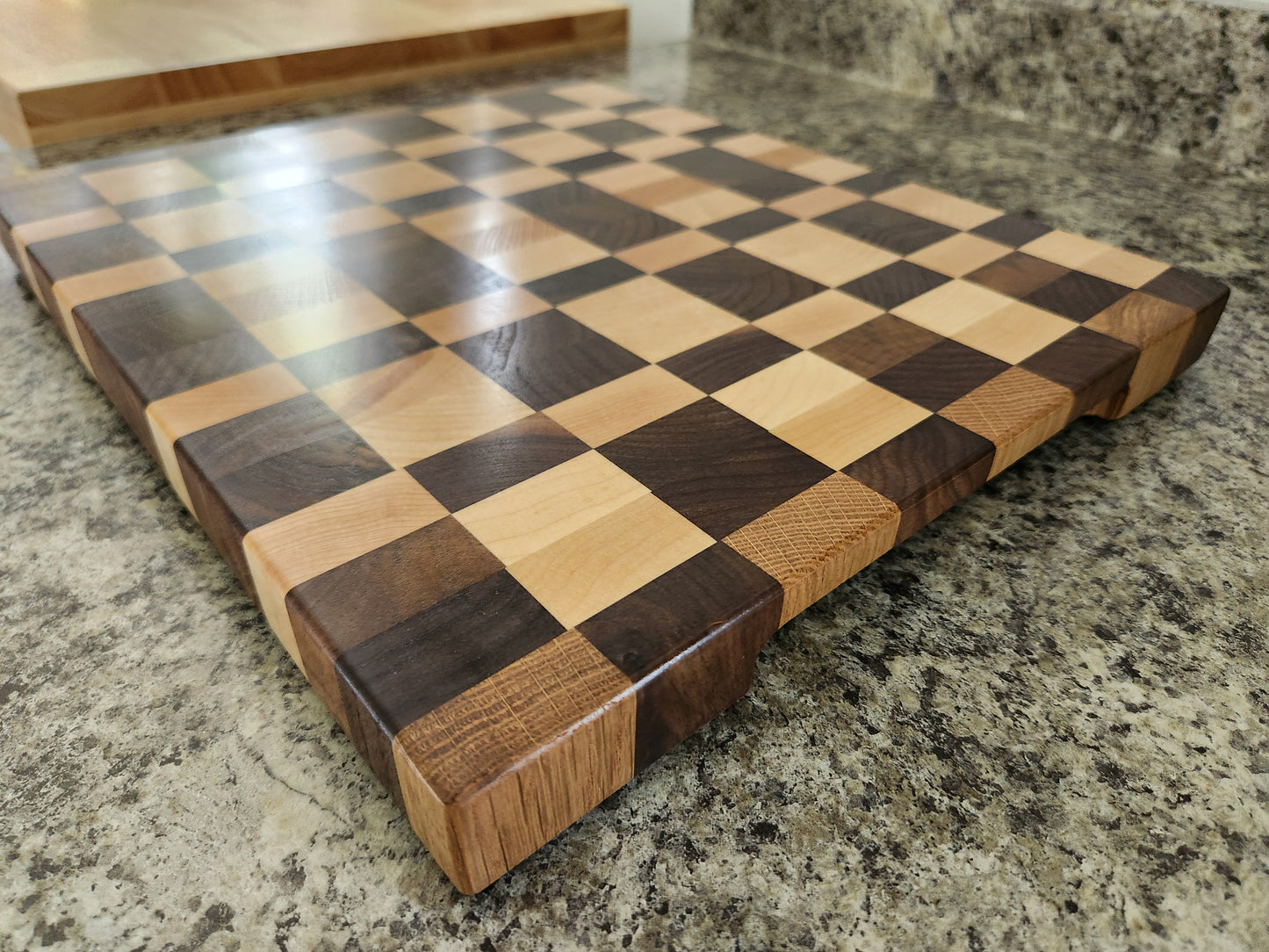 End Grain Butcher Block - Walnut, Maple and Oak - 14" x 11 3/4"