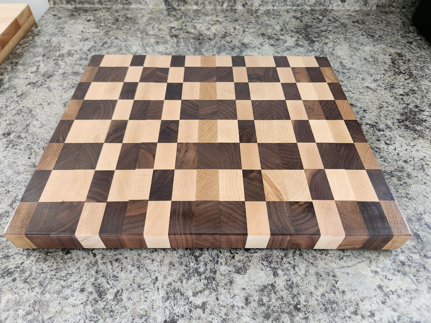 End Grain Butcher Block - Walnut, Maple and Oak - 14" x 11 3/4"