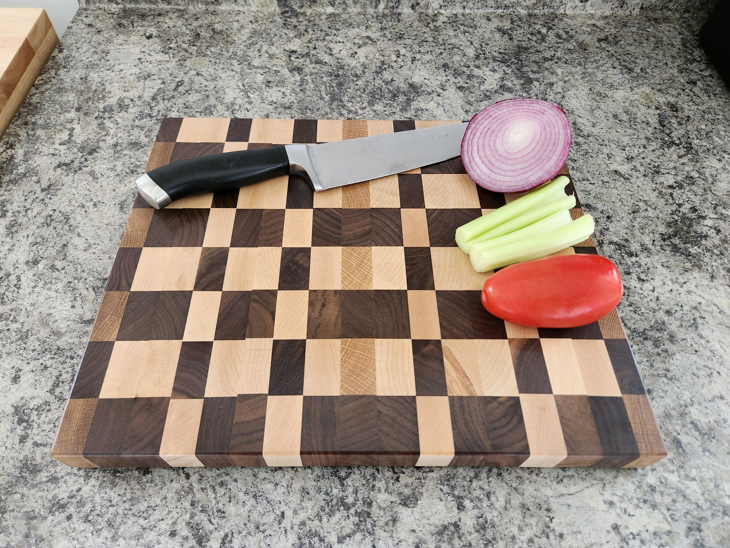 End Grain Butcher Block - Walnut, Maple and Oak - 14" x 11 3/4"