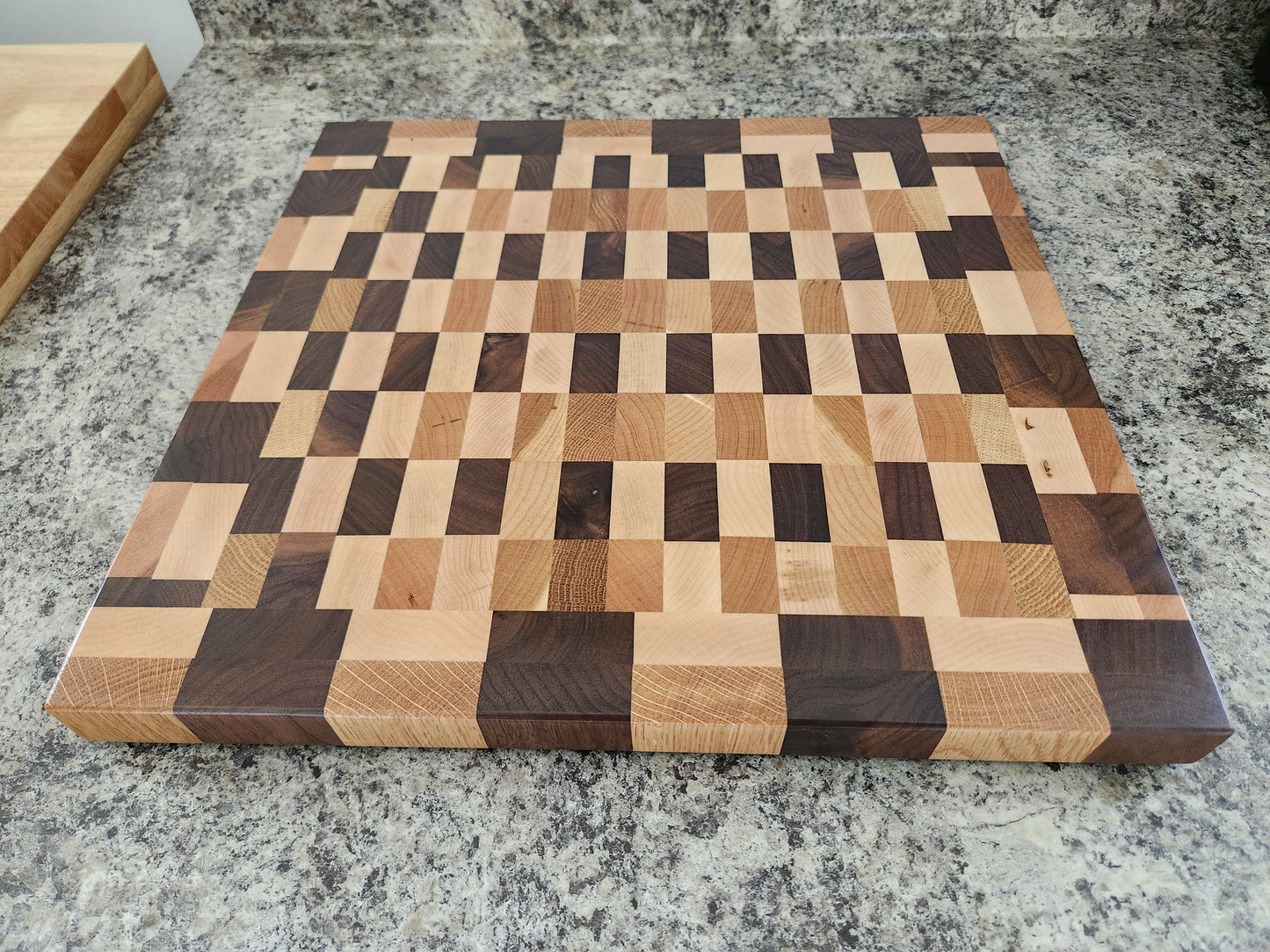 End Grain Butcher Block - Walnut, Maple, Oak and Cherry - 15 3/8" x 14 5/8"