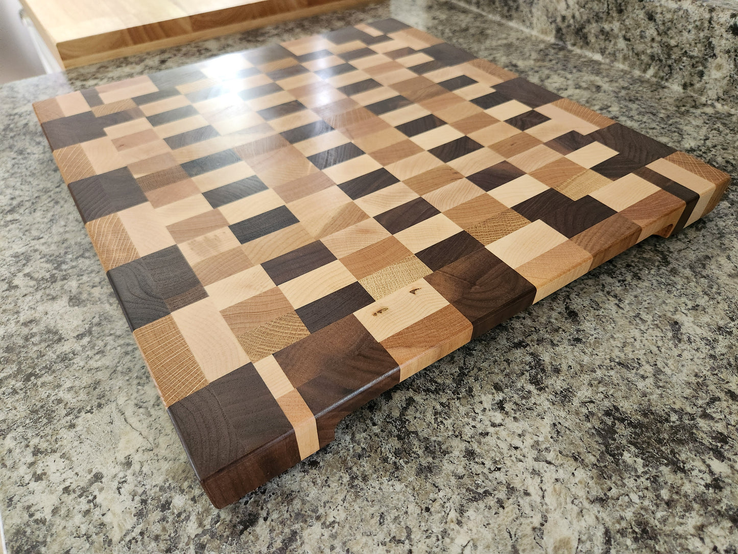 End Grain Butcher Block - Walnut, Maple, Oak and Cherry - 15 3/8" x 14 5/8"