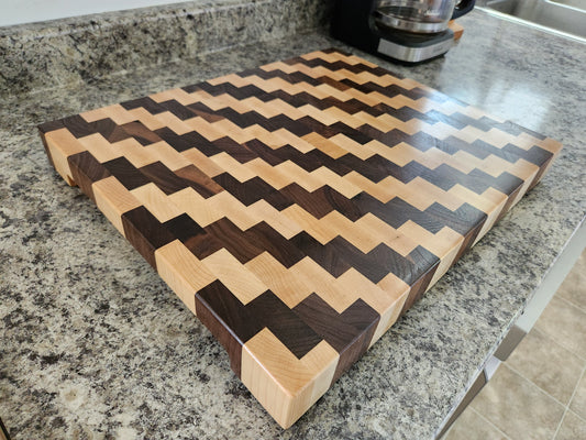 End Grain Butcher Block - Walnut and Maple - Large - 18" x 14 1/2" x 2"