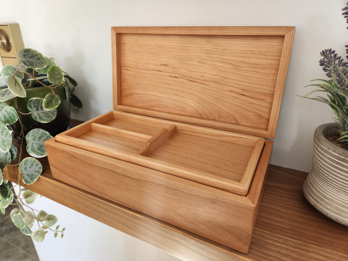 Keepsake and Jewelry Box - Solid Cherry Wood - Hand Made