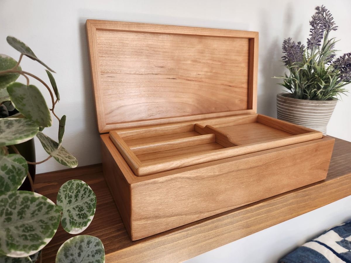 Keepsake and Jewelry Box - Solid Cherry Wood - Hand Made