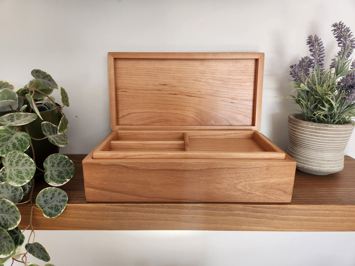 Keepsake and Jewelry Box - Solid Cherry Wood - Hand Made