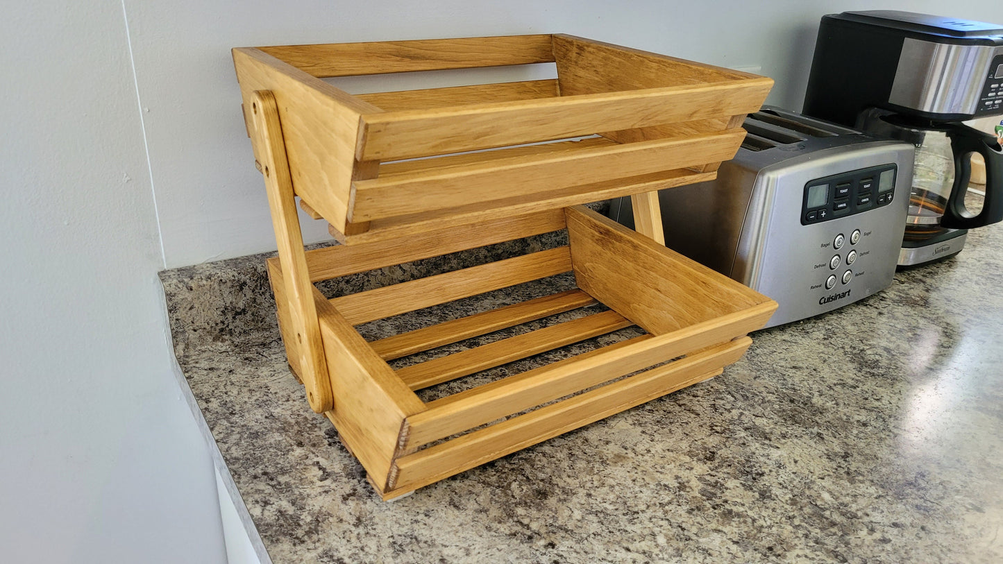 Solid Wood Fruit and Vegetable Rack - 2 Tier - Golden Oak Stained