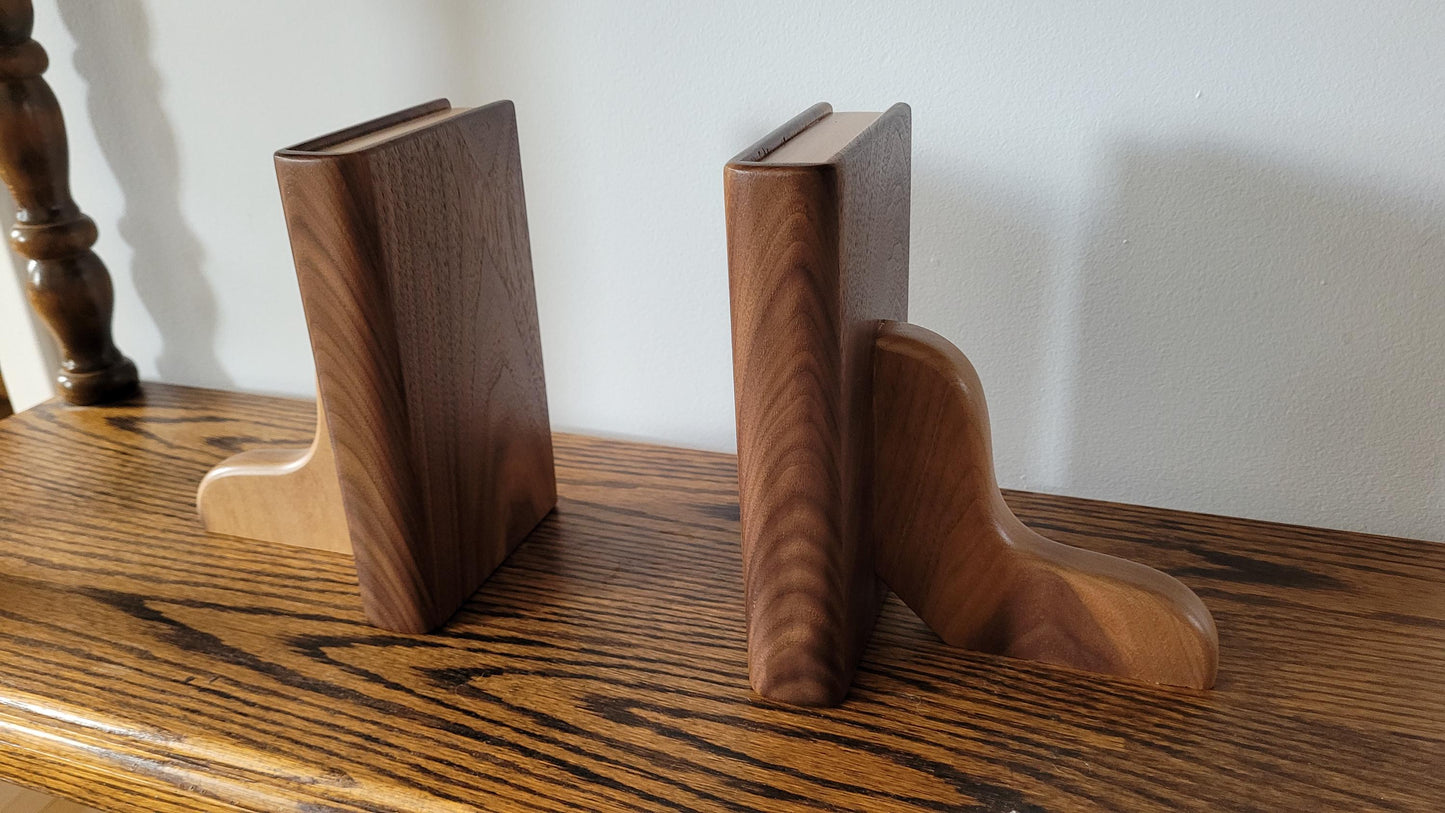 Hardwood Bookends - Walnut and Maple - Hand Made