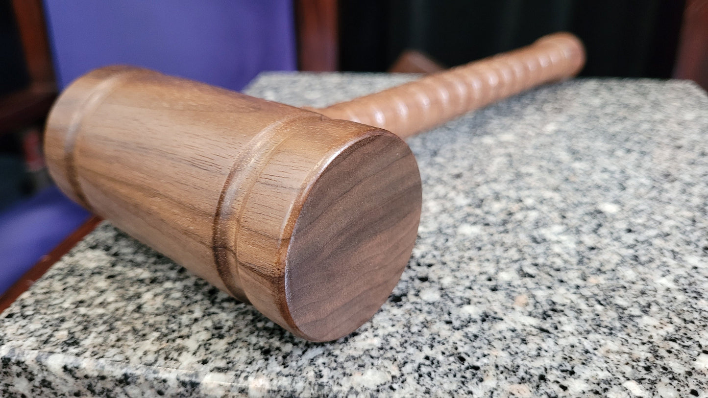 Hardwood Gavel - Round Head with Sounding Block - Solid Walnut - Hand Made