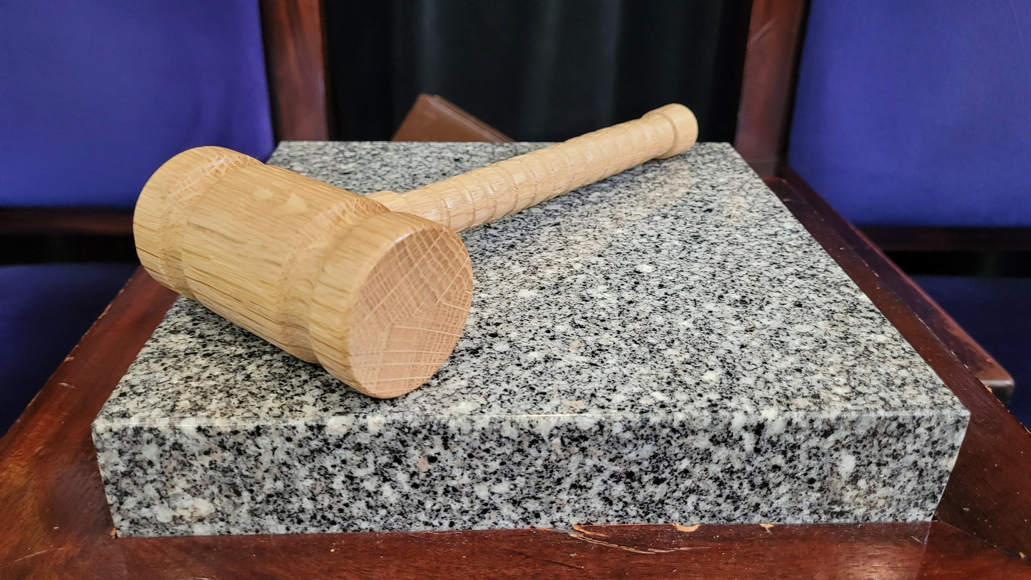 Hardwood Gavel - Round Head with Sounding Block - Solid White Oak - Hand Made