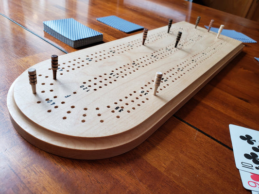 Cribbage Board -  3 Track - Solid Maple - Hand Made