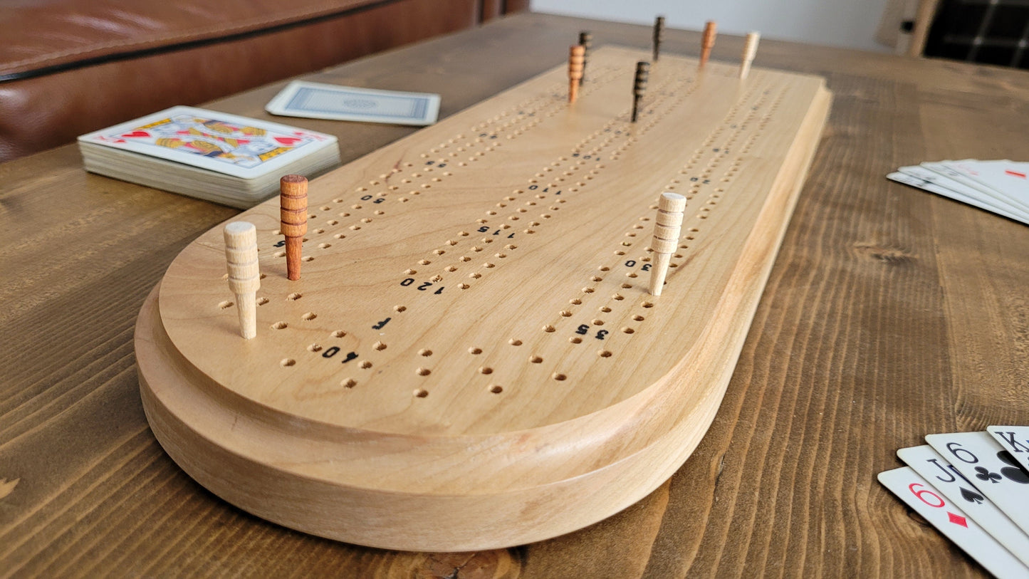 Cribbage Board -  3 Track - Solid Cherry Wood - Hand Made