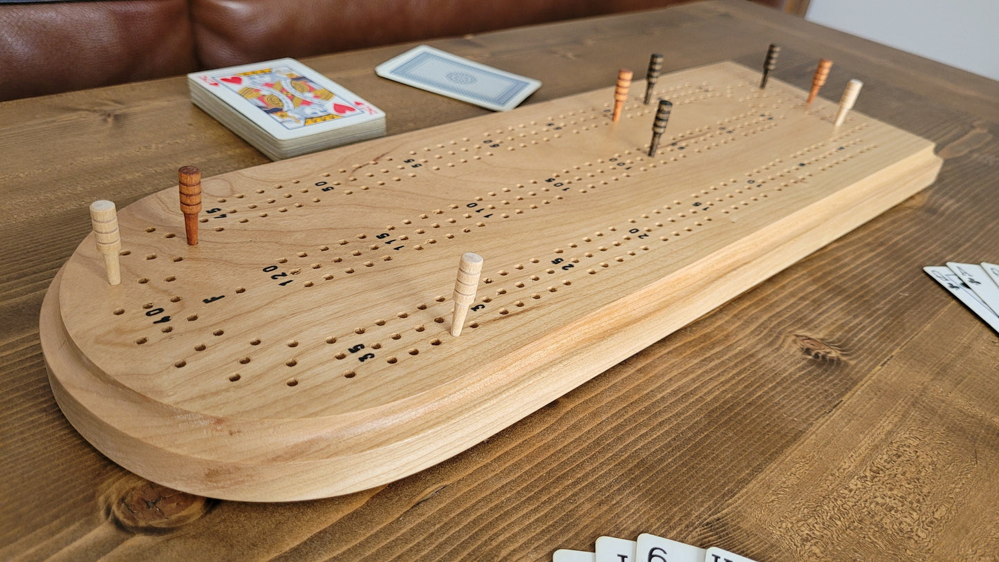 Cribbage Board -  3 Track - Solid Cherry Wood - Hand Made