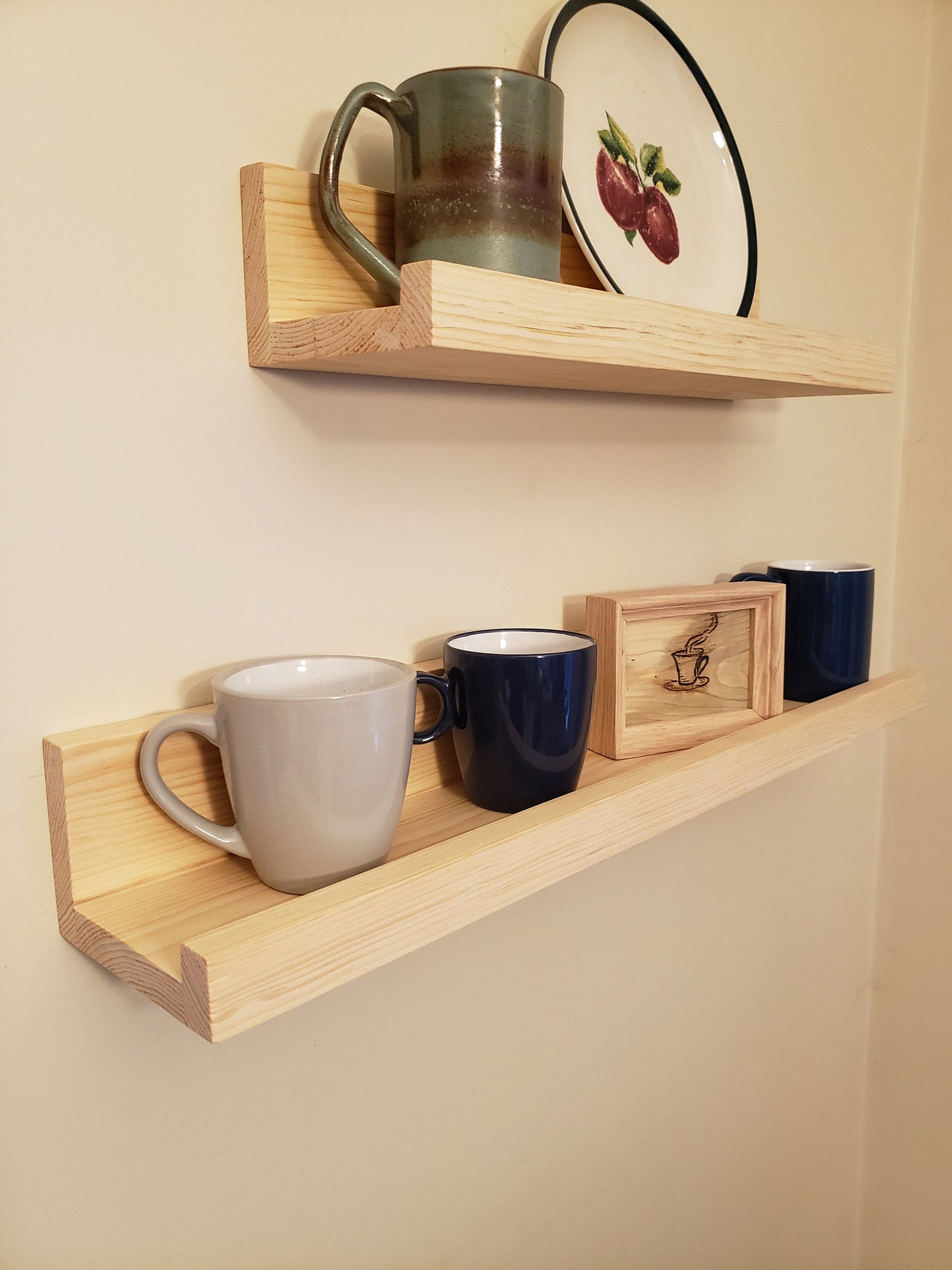 Rustic Floating Picture Shelves - Solid Wood