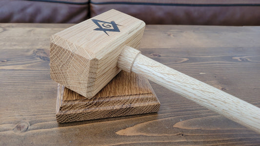 Masonic Gavel with Sounding Block - Solid White Oak - Hand Made
