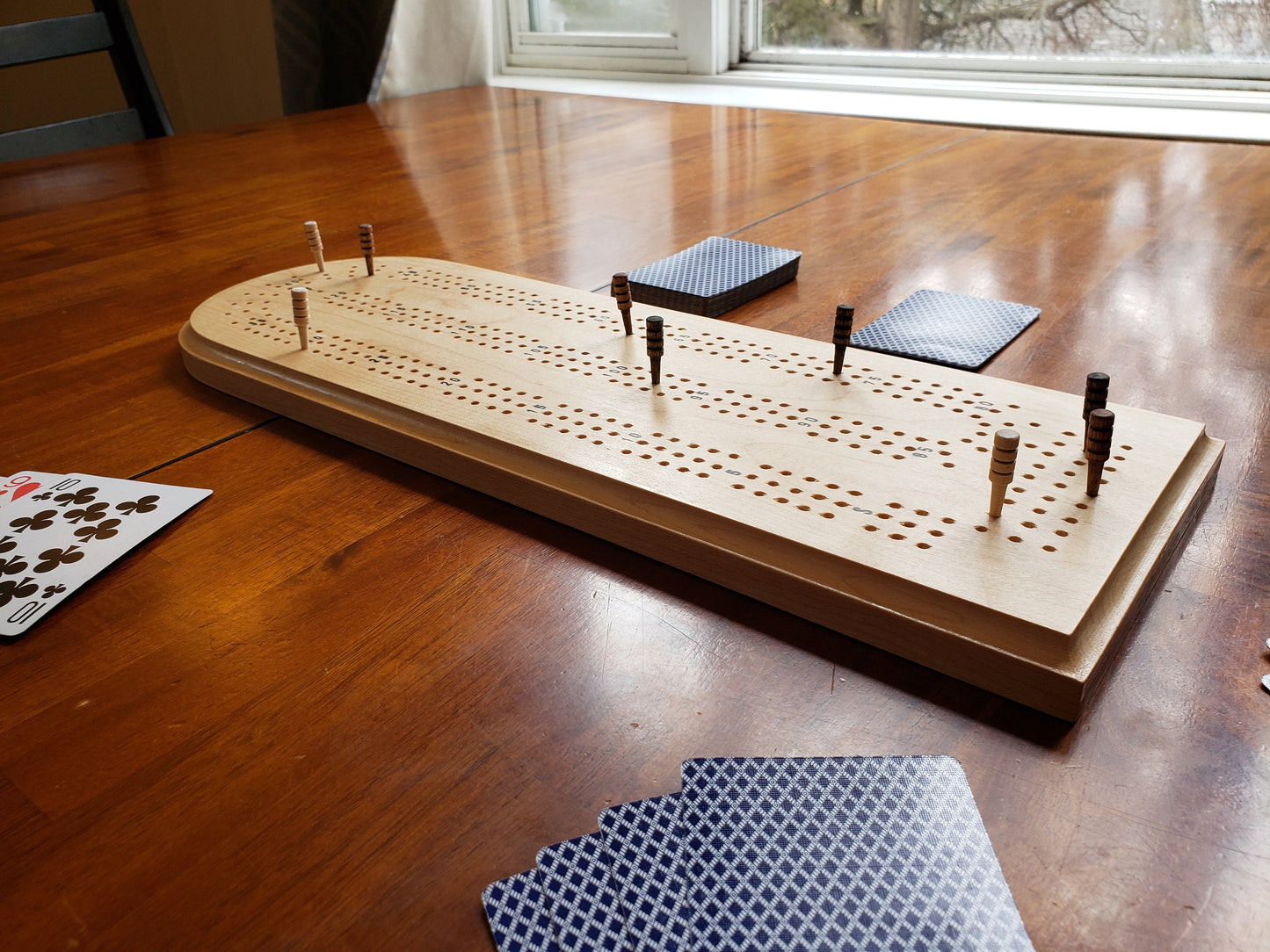 Cribbage Board -  3 Track - Solid Maple - Hand Made