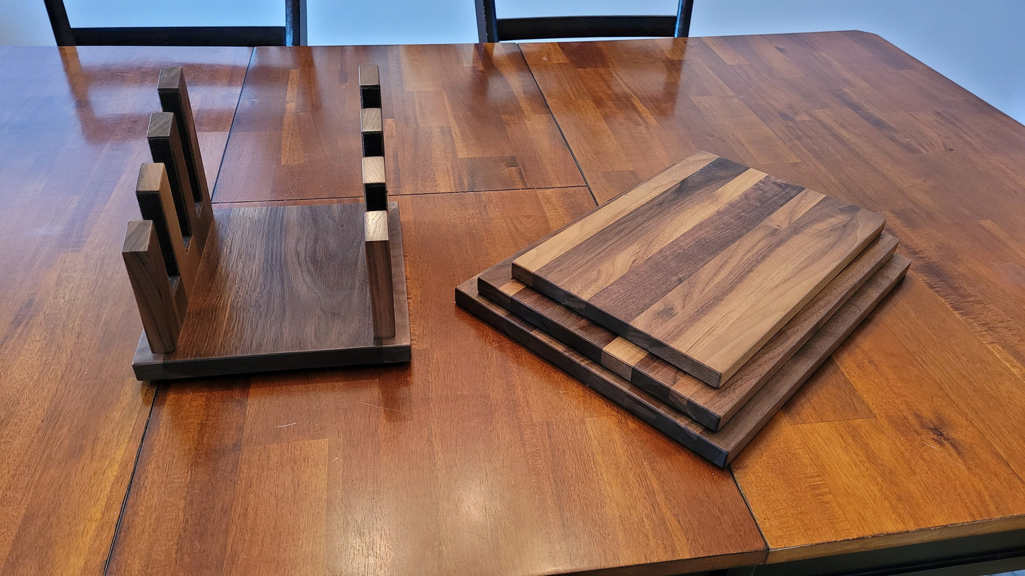 Walnut Cutting Board Set with Stand