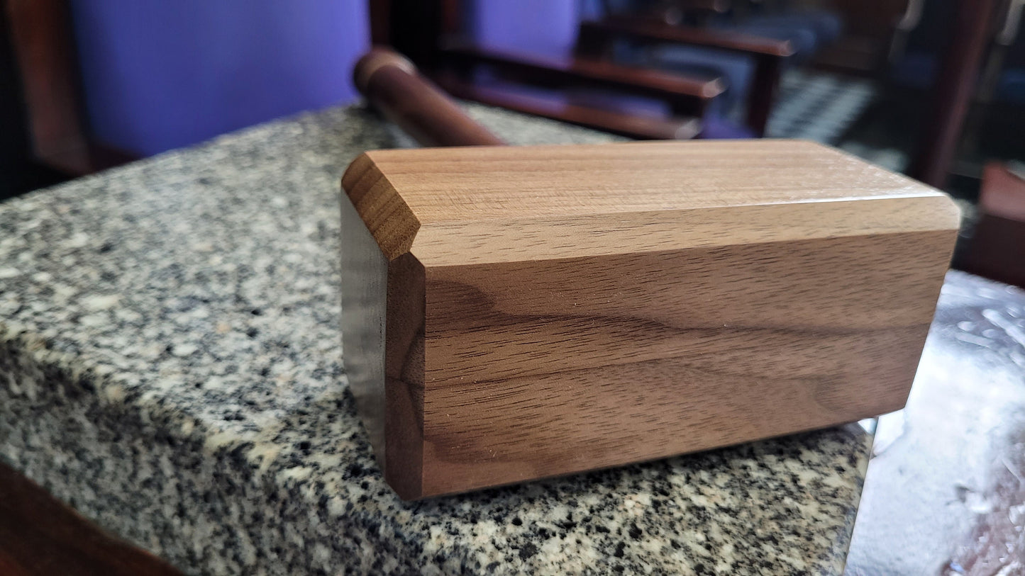 Hardwood Gavel with Sounding Block - Solid Walnut - Hand Made