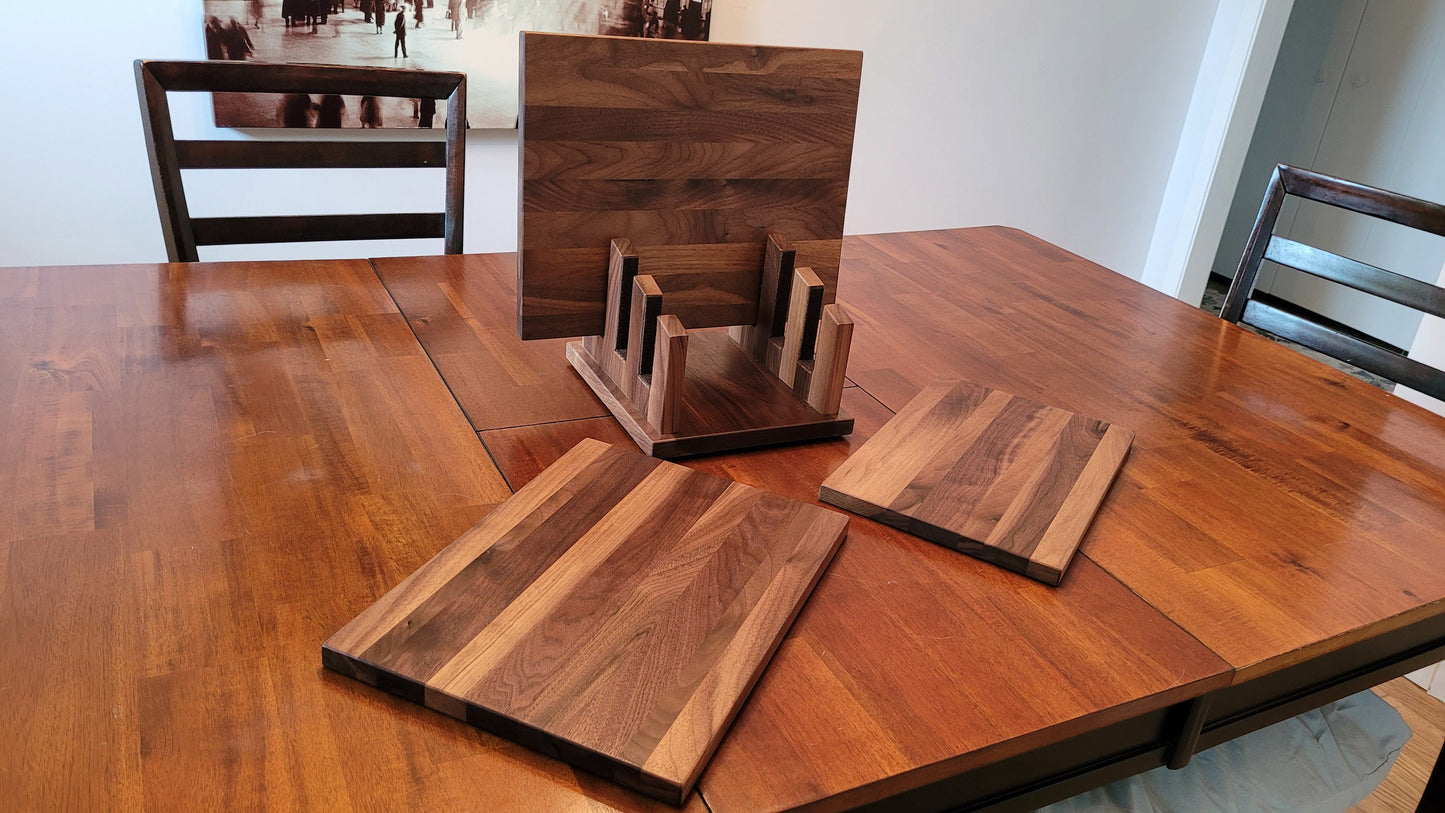 Walnut Cutting Board Set with Stand
