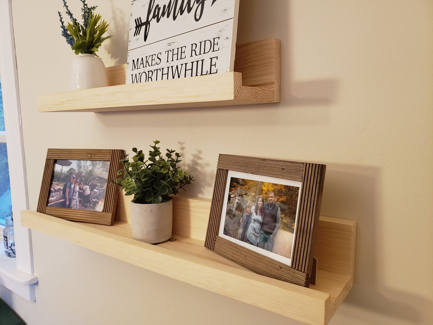 Rustic Floating Picture Shelves - Solid Wood
