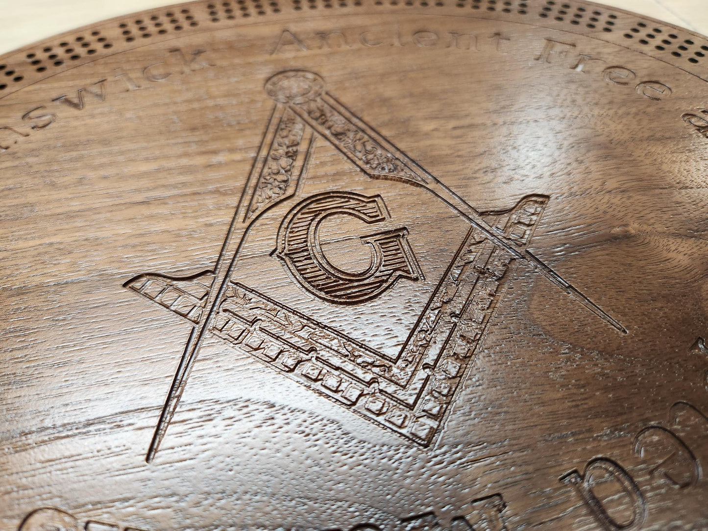 Masonic Cribbage Board -  3 Track - Solid Walnut - Hand Made