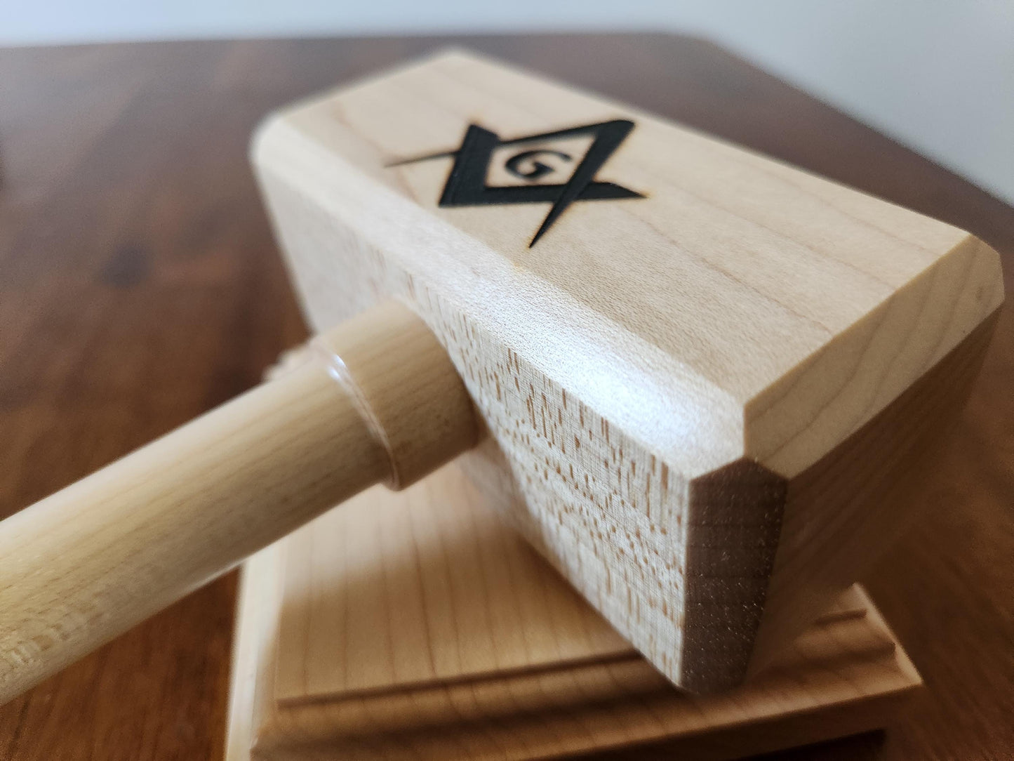 Masonic Gavel with Sounding Block - Solid Maple - Hand Made