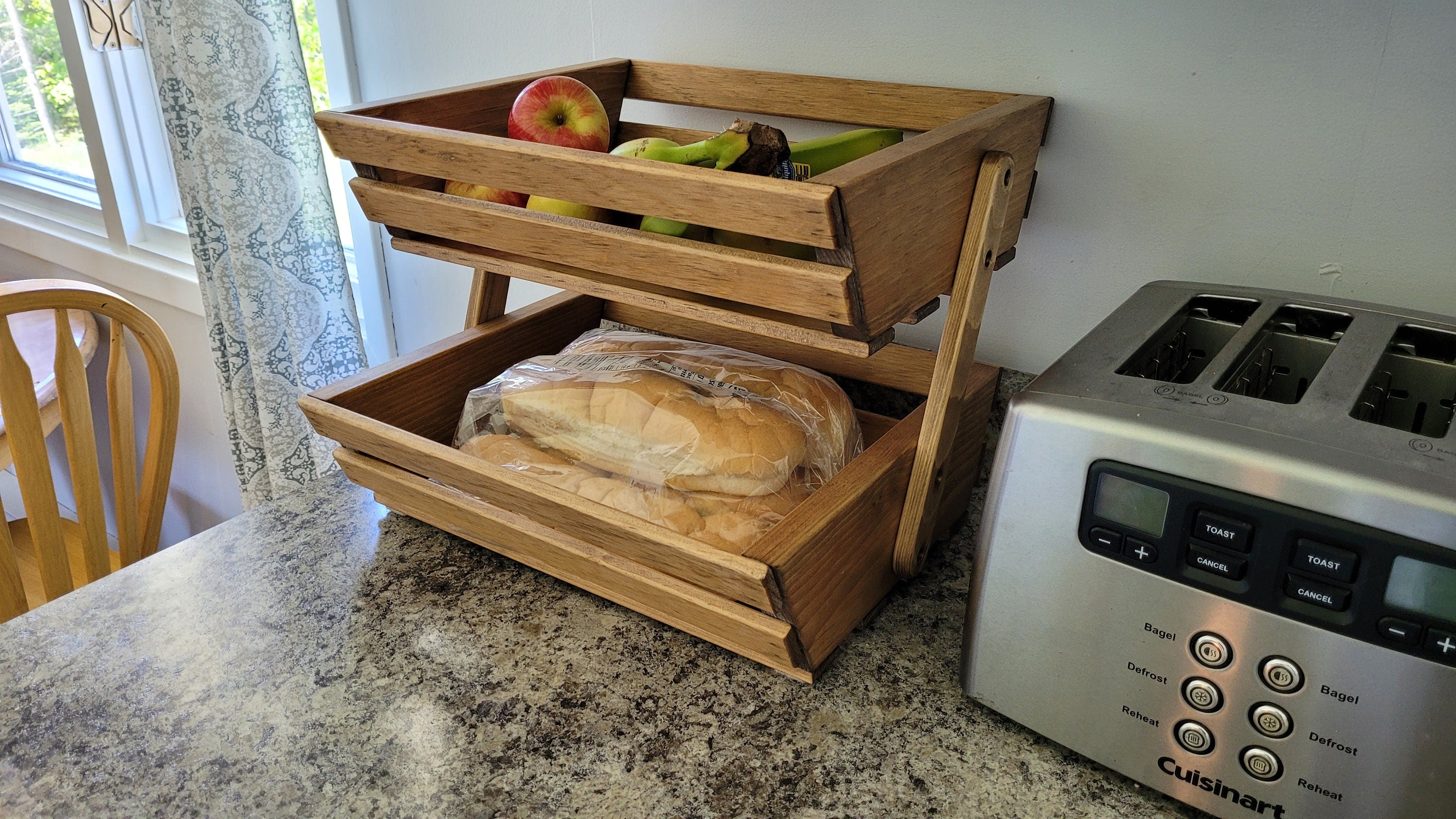 Solid Wood Fruit and Vegetable Rack - 2 Tier - Special Walnut Stained ...