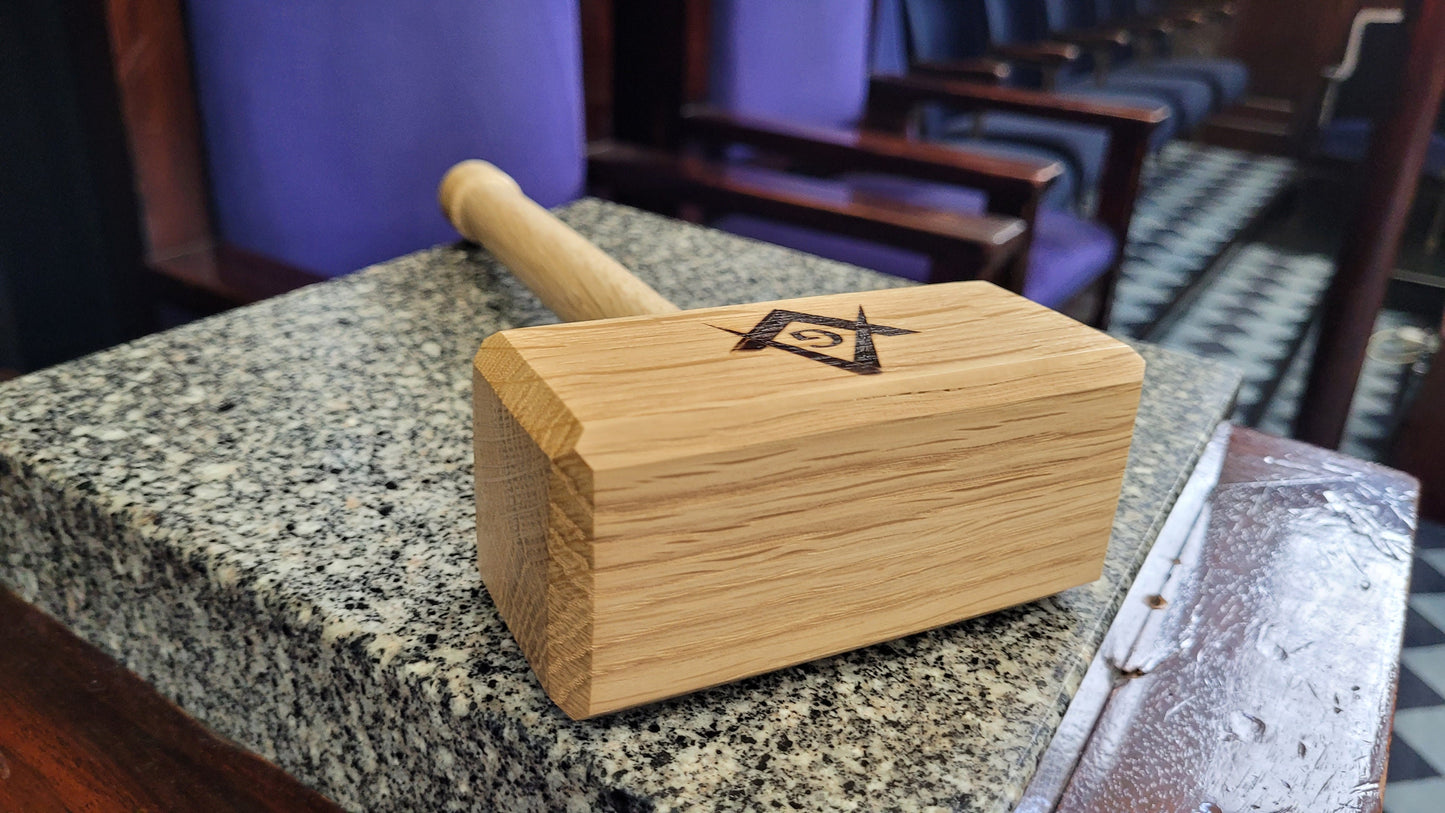 Masonic Gavel with Sounding Block - Solid White Oak - Hand Made