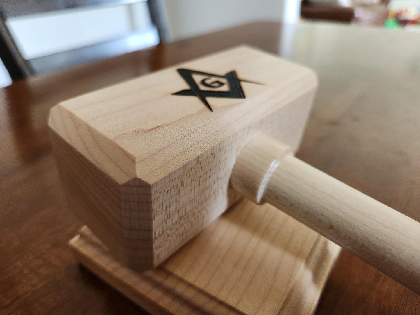 Masonic Gavel with Sounding Block - Solid Maple - Hand Made
