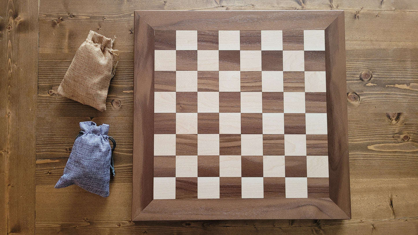 Wood Chess Set - Walnut and Maple - Coffee Table Size