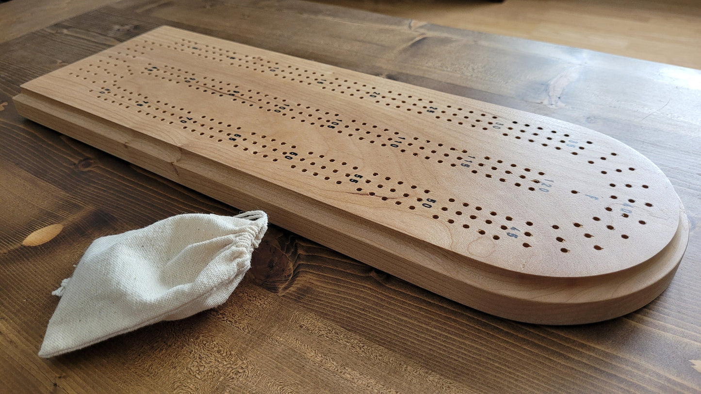 Cribbage Board -  3 Track - Solid Cherry Wood - Hand Made