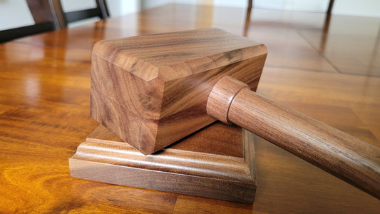 Hardwood Gavel with Sounding Block - Solid Walnut - Hand Made