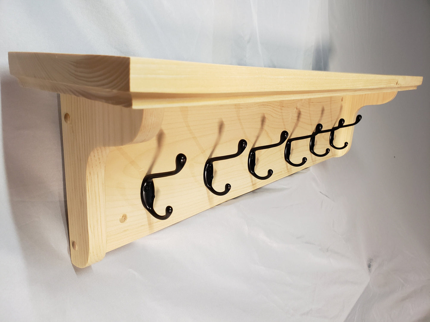 Entryway Coat Rack - 6 Double Hook - Natural Pine - Hand Made