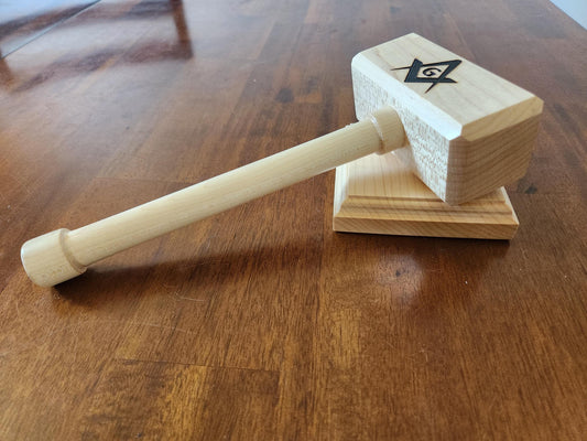 Masonic Gavel with Sounding Block - Solid Maple - Hand Made