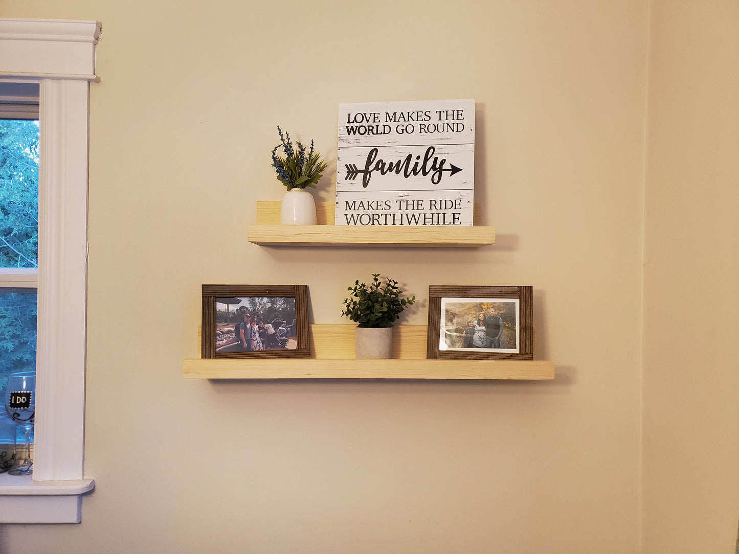Rustic Floating Picture Shelves - Solid Wood