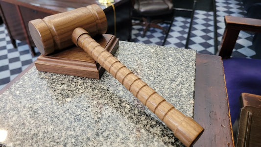 Hardwood Gavel - Round Head with Sounding Block - Solid Walnut - Hand Made