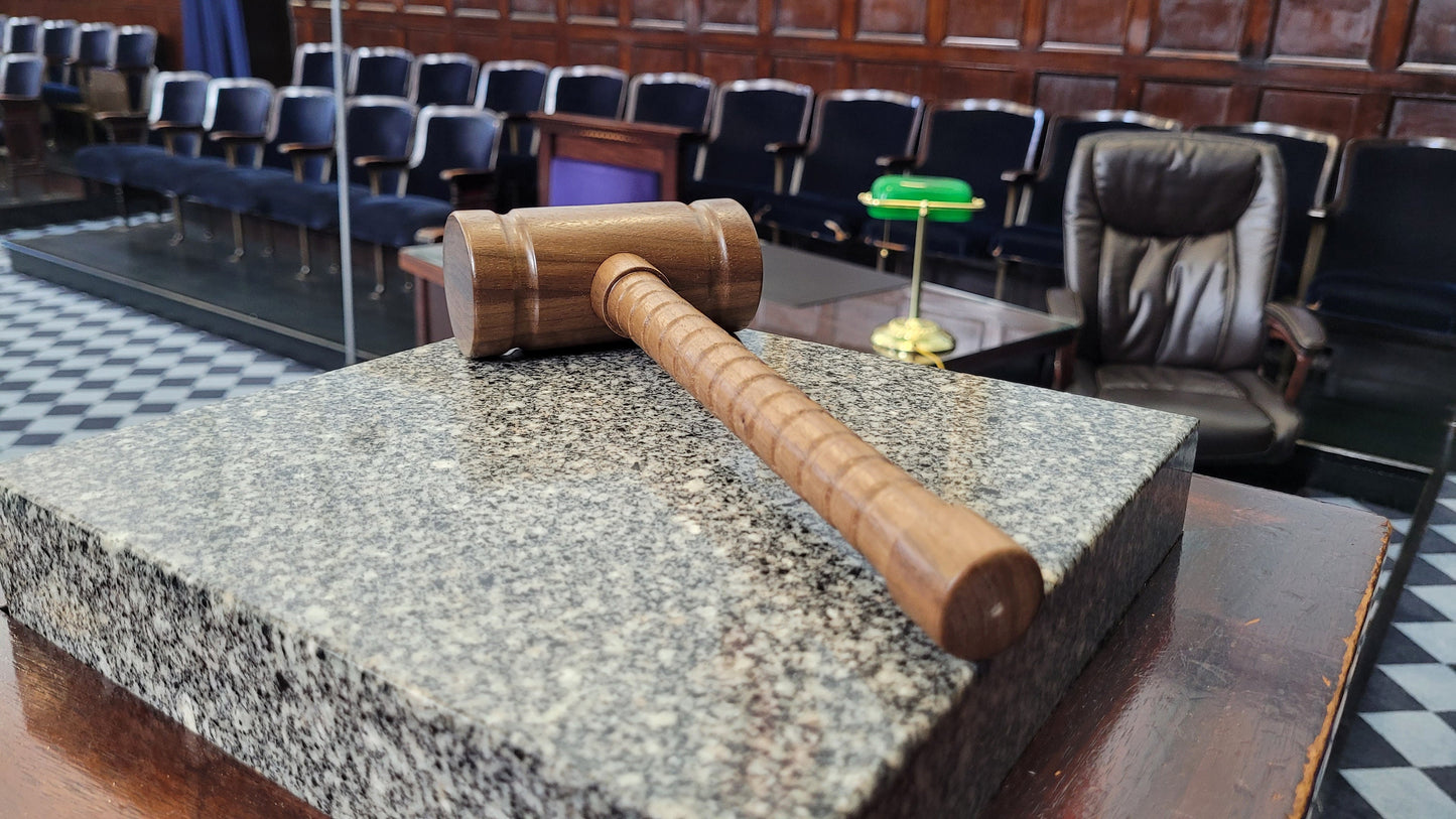 Hardwood Gavel - Round Head with Sounding Block - Solid Walnut - Hand Made