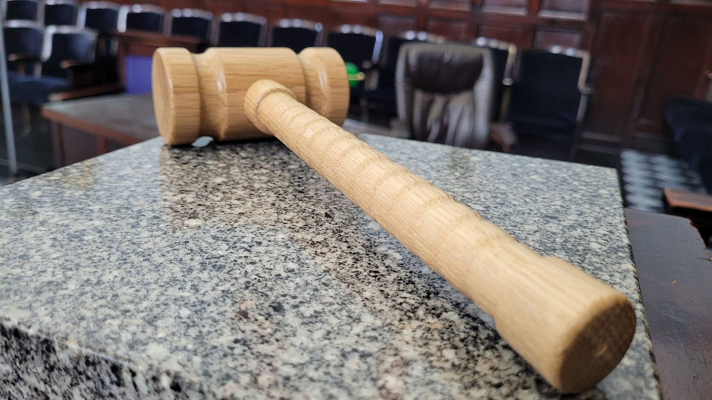 Hardwood Gavel - Round Head with Sounding Block - Solid White Oak - Hand Made