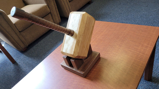Mjolnir - Thor's Hammer with Display Stand - Solid Hardwood - Hand Made