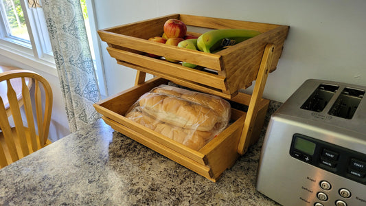 Solid Wood Fruit and Vegetable Rack - 2 Tier - Golden Oak Stained