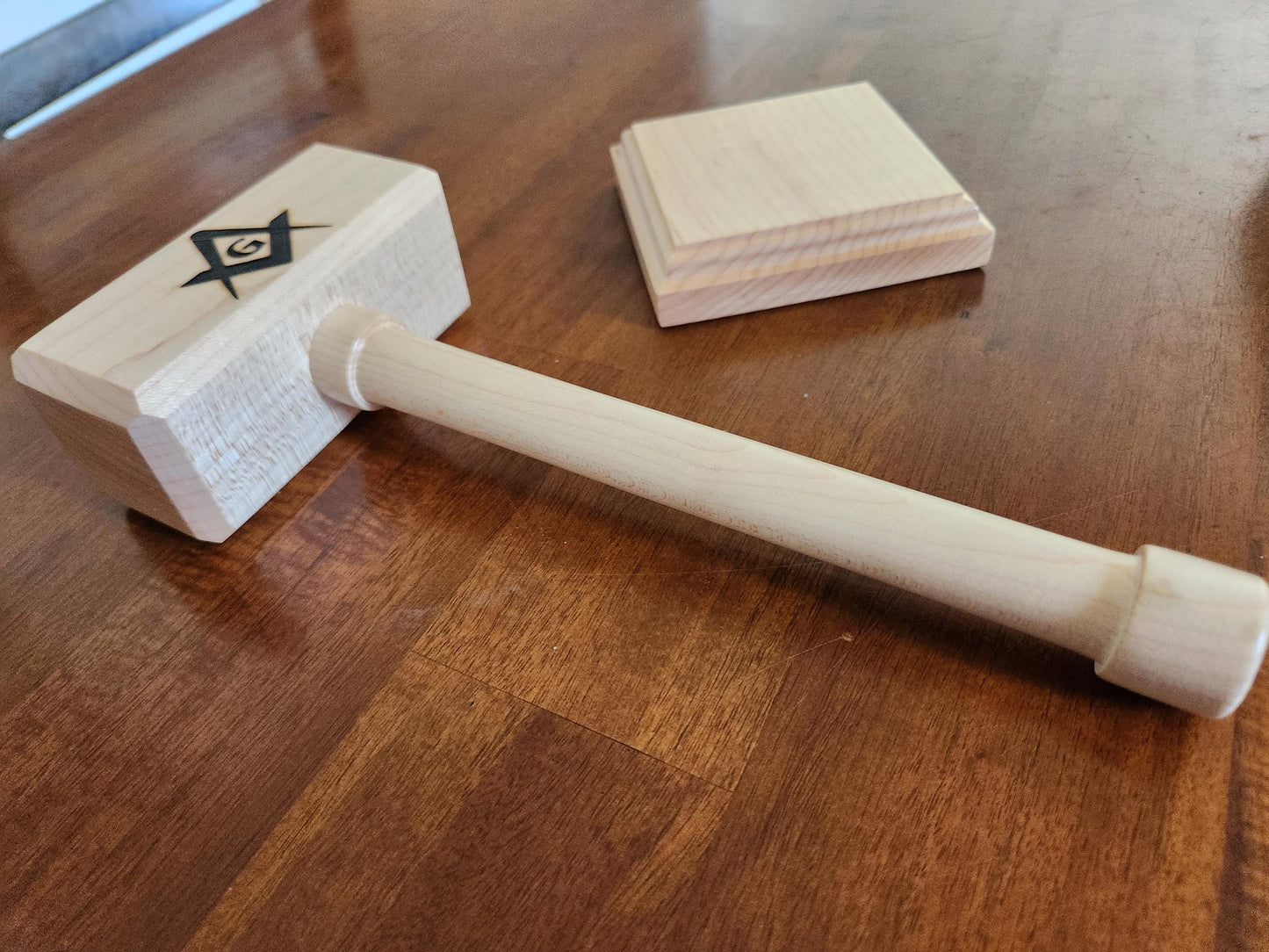 Masonic Gavel with Sounding Block - Solid Maple - Hand Made