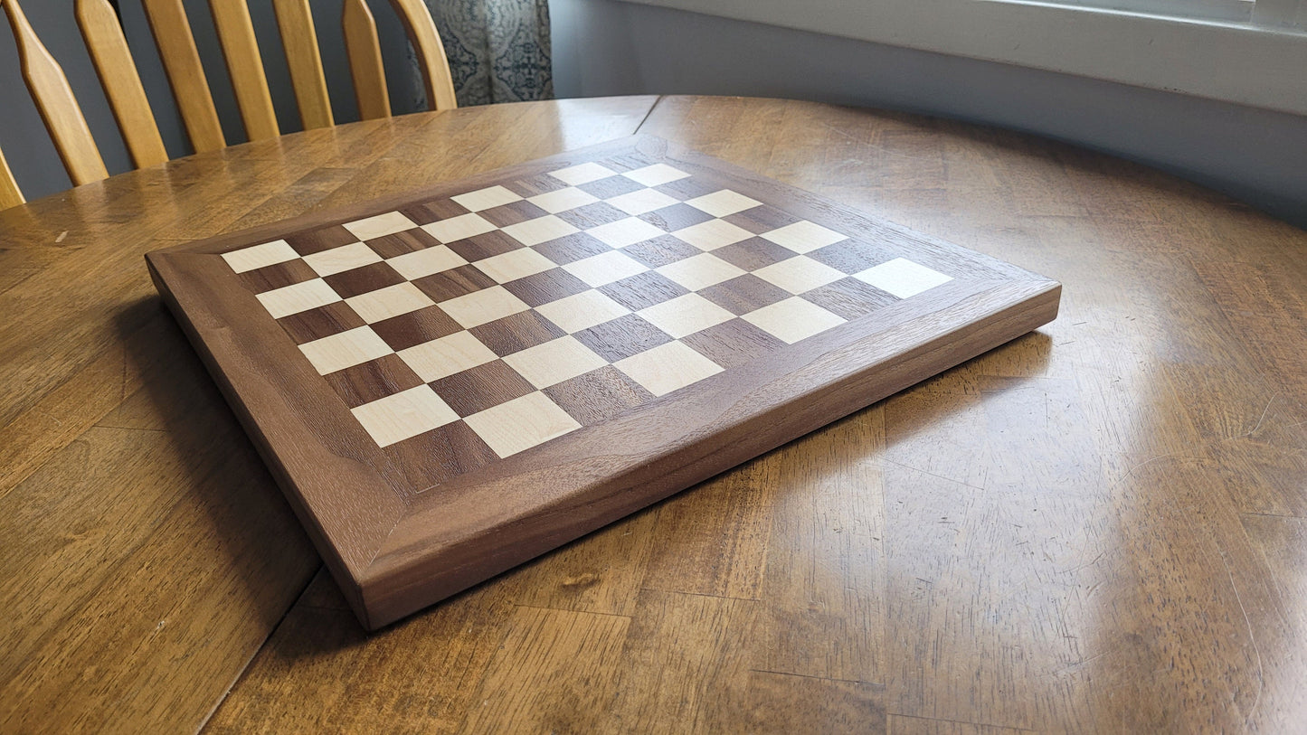 Wood Chess Set - Walnut and Maple - Coffee Table Size