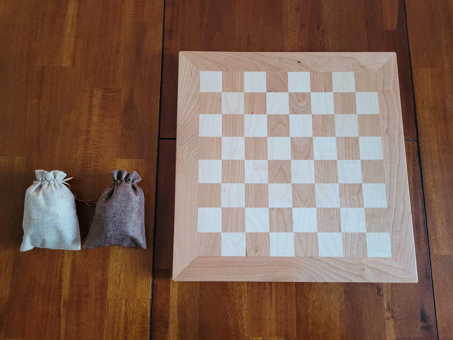 Wood Chess Set - Solid Cherry and Maple - Coffee Table Size - Hand Made Board